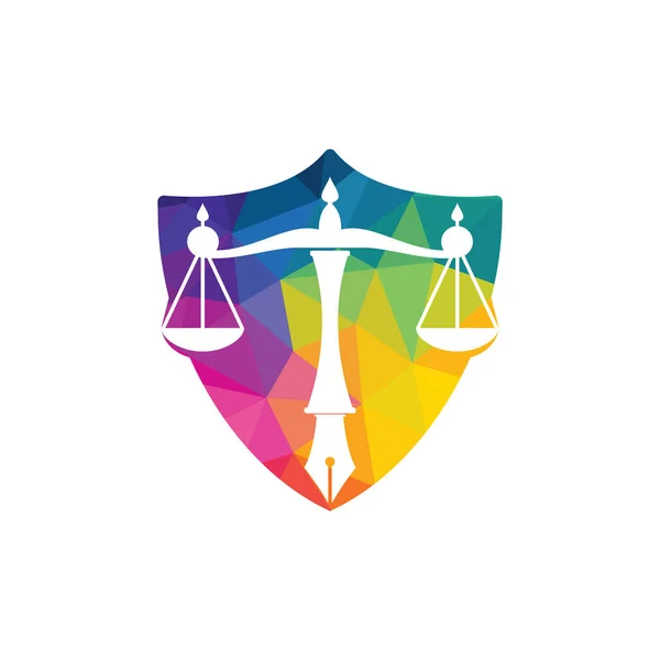 Logotipo Ley Vector Con Equilibrio Judicial Simbólico Escala Justicia Una Ilustración De Stock