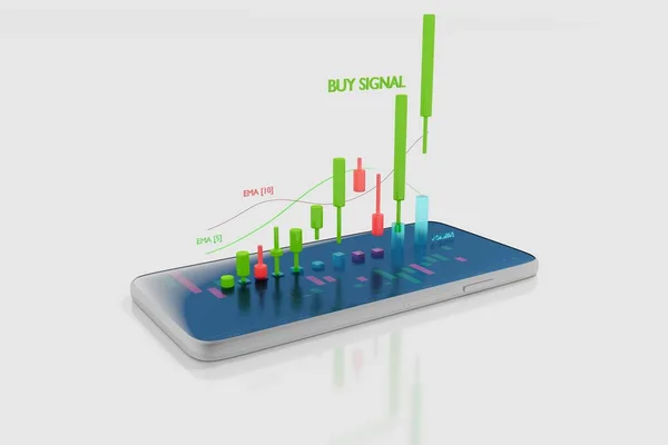 Señal Stock Señal Compra Señal Venta Comercio Divisas Móviles Render — Foto de Stock