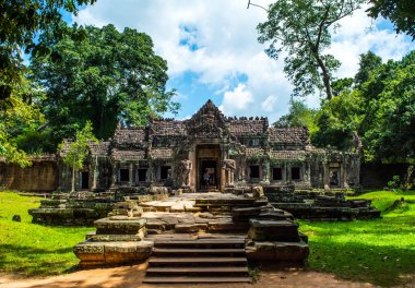 Gizemli kalıntıları antik Preah Khan Tapınağı Angkor, Siem Reap, Kamboçya