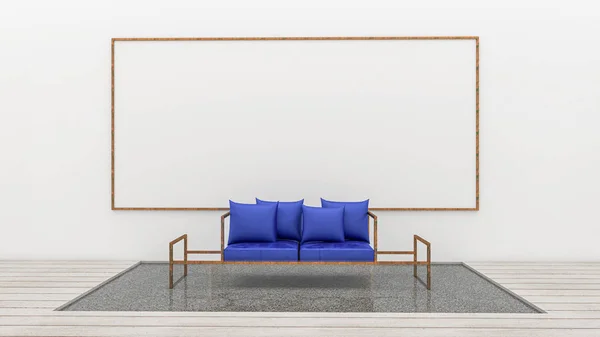 3d renderizado de sala de estar y pizarra en la pared, simulan liv — Foto de Stock