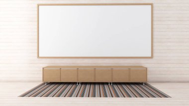 3d render iç oturma odası mock up, Uzay alanı kopyalayın, Carp