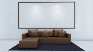 3d render iç oturma odası mock up, Uzay alanı kopyalayın, Kanepe