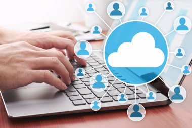 Bulut bilişim konsepti. Sunucuda dosya paylaşma.