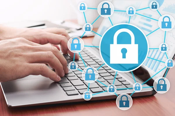Netzwerk-Sicherheitssystem und Internet-Datensicherheitskonzept. — Stockfoto