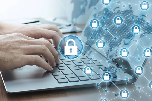 Computer network security system.  Blockchain technology concept. — Stock Photo, Image