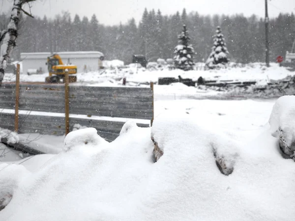 Lavori di costruzione in inverno — Foto Stock