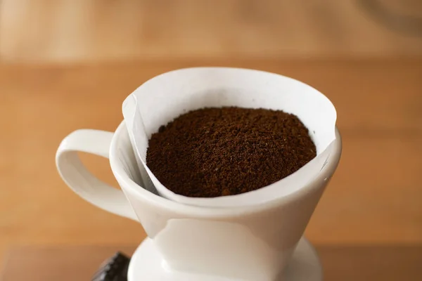 ceramic hand drip coffee brewer (dripper) and drip ground coffee