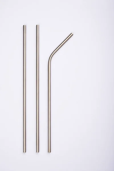 Reusable Stainless Steel Straws Isolated White — Stock Photo, Image