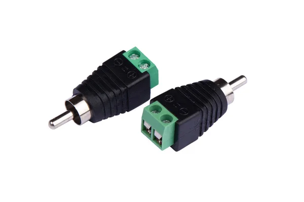 Adaptador Que Convierte Terminal Para Cable Altavoz Tipo Rca — Foto de Stock