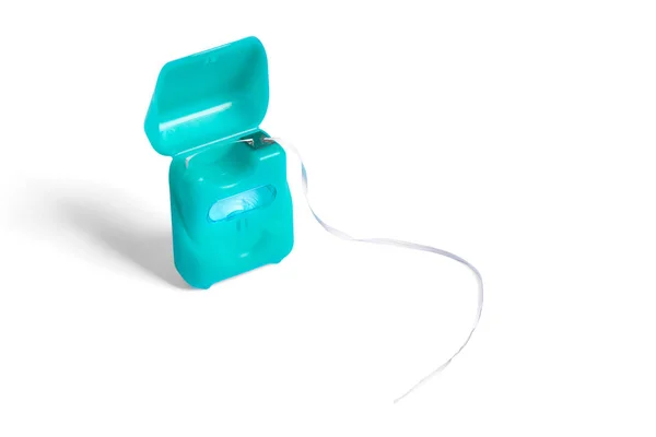 Dental Floss Opened Lid Isolated White — Stock Photo, Image