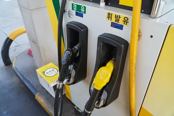 Gimpo Korea Lipca 2018 Stary Benzyna Diesel Gaz Dysze Dystrybutorem — Zdjęcie stockowe