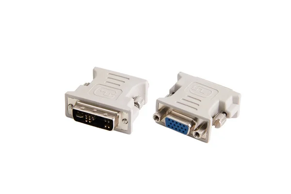 Conector Pantalla Rgb Adaptador Dvi Aislado Wite —  Fotos de Stock