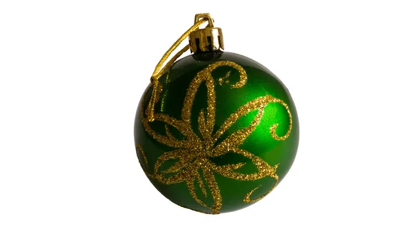 Koule Vánoční Stromeček Zelený Zlatem — Stock fotografie