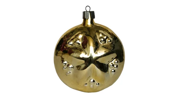 Χριστουγεννιάτικο Δέντρο Παιχνίδι Γυαλί Χρυσή Μπάλα Αστέρι — Φωτογραφία Αρχείου