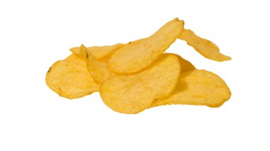 Beyaz arkaplanda patates cipsi