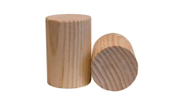 Drewniane Figurki Cylindry Białym Tle — Zdjęcie stockowe
