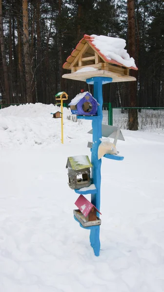 Platser För Utfodring Vilda Fåglar Vintern — Stockfoto