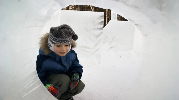 Boy Ice Maze — Stock Photo, Image