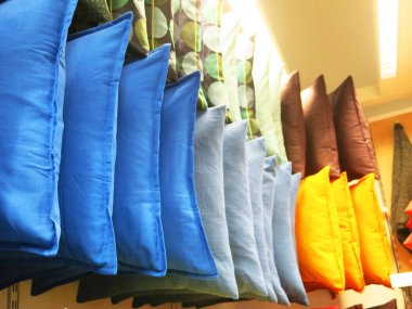 Güzel lüks yastıklar oturma odasının iç kısımlarını süslüyor. 