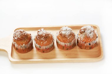 Tatlı ve lezzetli kekler, yakın çekim manzarası. 