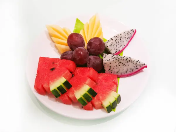 Delicious Fresh Fruit Salad Tropical Fruits — 스톡 사진