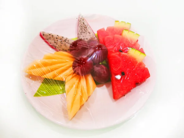 Delicious Fresh Fruit Salad Tropical Fruits — Stok Foto