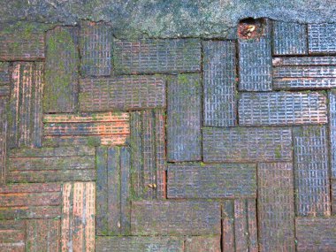 old brick pavement tiles in the city 