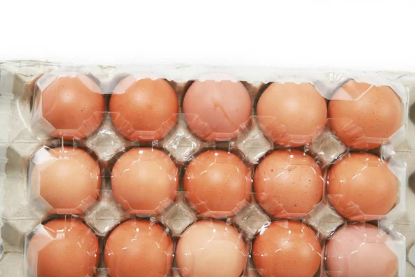 纸板箱中的新鲜鸡蛋 — 图库照片