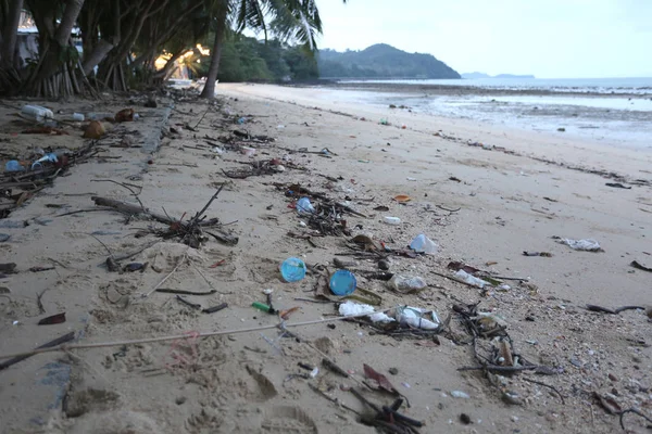 garbage on the beach, pollution, environmental problem, waste concept