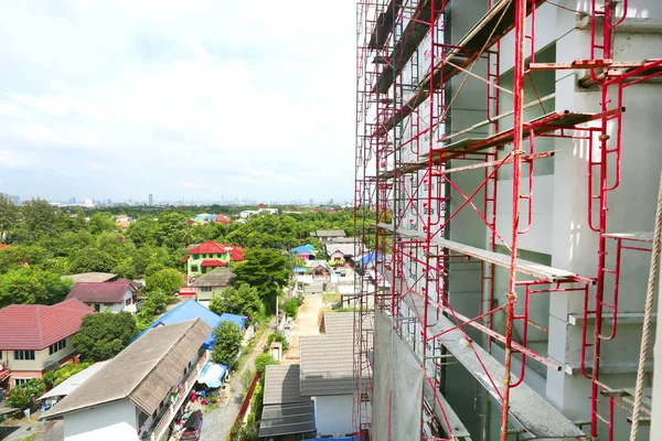 Baustelle Mit Baugerüst Der Stadt — Stockfoto