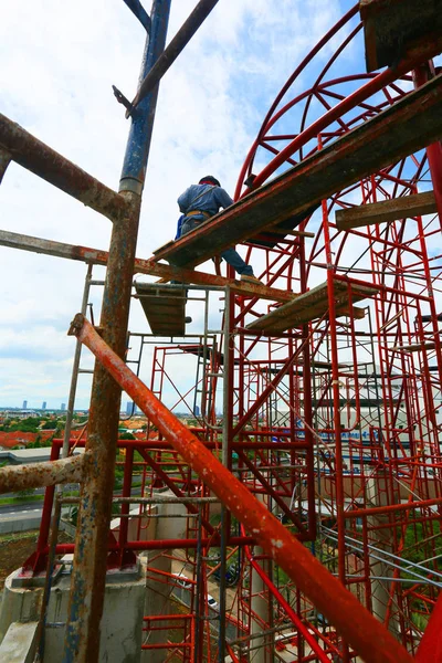 Construction Site Scaffolding City — 图库照片