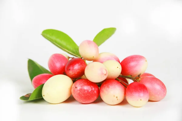 Thai Fresh Fruit Carissa Carandas White Background — 图库照片