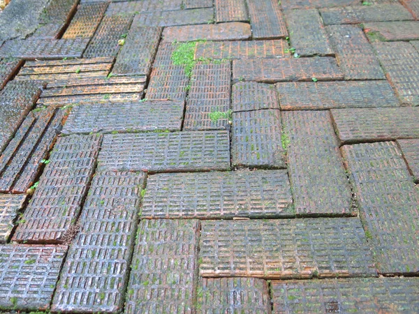 Old Brick Pavement Tiles City — Stockfoto