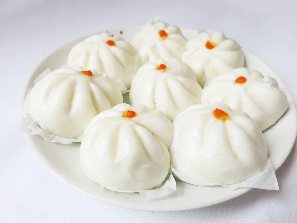 Steamed Dumplings White Cream — 图库照片