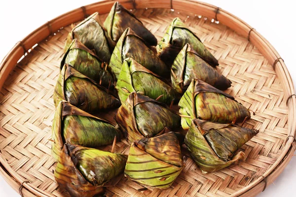 Тайська Їжа Кошику Зеленим Листям — стокове фото