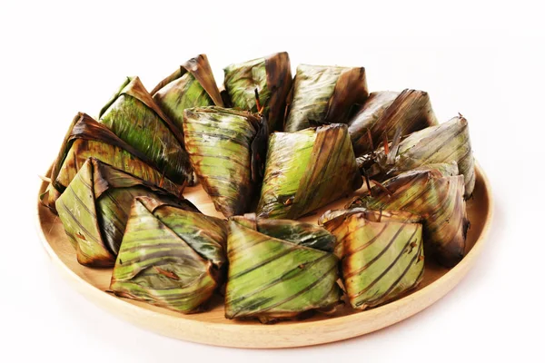 Sweet Dessert Banana Leaves Close — Stockfoto