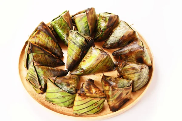 Sweet Dessert Banana Leaves Close — Stock Fotó