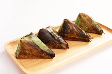 Muz yapraklı tatlı, yakın plan.