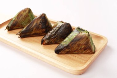 Muz yapraklı tatlı, yakın plan.