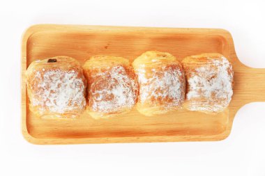 Lezzetli taze tatlı çörekler, yakın plan.