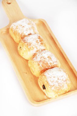 Lezzetli taze tatlı çörekler, yakın plan.