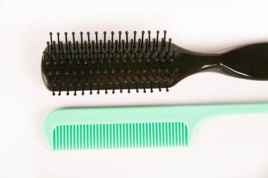 close-up view of combs on white background
