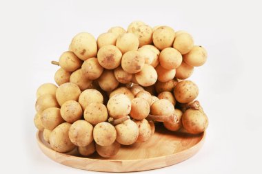 close-up view of Lansium parasiticum or langsat fruits isolated on white background