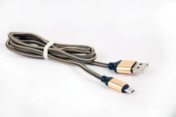 Cable Usb Sobre Fondo Blanco —  Fotos de Stock