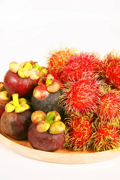Frutas Tropicais Frescas Sobre Fundo Branco — Fotografia de Stock