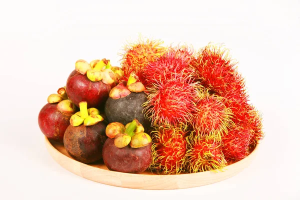 Frutas Tropicais Frescas Sobre Fundo Branco — Fotografia de Stock