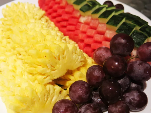 Close Fresh Fruits Plate — Stock Photo, Image