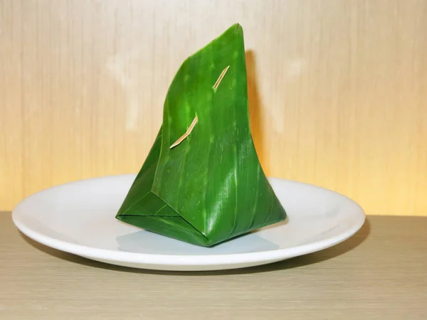 green banana leaf on a plate