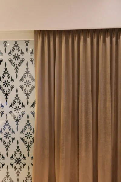 Elegant Fabric Curtain Decoration Room — стоковое фото