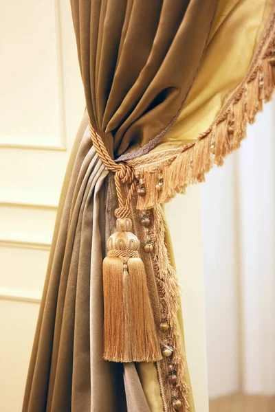 Elegant Fabric Curtain Decoration Room — Stockfoto